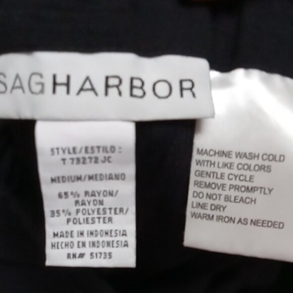 Sagharbor black midi length  skirt Womens Size Medium Elastic Waistband  EUC - S - Picture 2 of 6